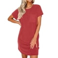 thumbnail image 1 of Ekouaer Ladies Sleepwear Short Sleeve Casual Night Shirt Stretchy Viscose Sleep Dress with Pocket Loungewear, 1 of 6