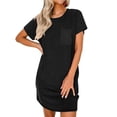thumbnail image 1 of Ekouaer Ladies Sleepwear Short Sleeve Casual Night Shirt Stretchy Viscose Sleep Dress with Pocket Loungewear, 1 of 6