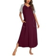 thumbnail image 1 of Ekouaer Women's Loungewear Long Nightgown Short Sleeve Sleepwear Full Length Sleep Shirt with Pockets, 1 of 6