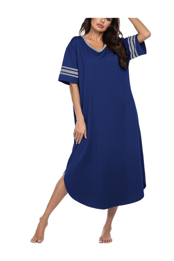 Long Nightgown Womens V Neck Loungewear Oversized Sleepwear
