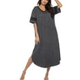 thumbnail image 1 of Ekouaer Long Nightgown, Womens V Neck Loungewear Oversized Sleepwear Loose Sleep Dress, 1 of 6