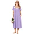 thumbnail image 1 of Ekouaer Long Nightgown for Women Short Sleeve Sleepwear Plus Size Loungewear Mumu Dress Lounge Dress with Pockets, 1 of 6