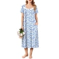 thumbnail image 1 of Ekouaer Long Nightgown for Women Short Sleeve Sleepwear Plus Size Loungewear Mumu Dress Lounge Dress with Pockets, 1 of 6