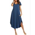 thumbnail image 1 of Ekouaer Long Nightgowns for Women Short Sleeve House Dress with Pockets V Neck Sleepshirts Side Split Sleepwear, 1 of 5