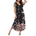 thumbnail image 1 of Ekouaer Long Nightgowns for Women Soft House Dress Pleated Front Nightshirt Full Length Loungwear Pink Petals, 1 of 6