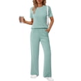 thumbnail image 1 of Ekouaer Lounge Sets for Women 2 Piece Matching Travel Outfits 2026 Loose Short Sleeve Top Wide Leg Pants Pockets, 1 of 6