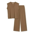 thumbnail image 1 of Ekouaer Lounge Sets for Women 2 Piece Outfits Knit Sweater Vest Lounge Pants Casual Matching Loungewear Set, 1 of 7