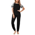 thumbnail image 1 of Ekouaer Lounge Sets for Women Two Piece Pajama Set Short Sleeve Crewneck Jogger Outfits and Sweatpants Tracksuit Black L, 1 of 3