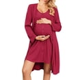 thumbnail image 1 of Ekouaer Maternity Nursing Gown and Robe Set 2 Piece Waffle Breastfeeding Nightgown 3 in 1 Labor and Delivery Hospital Gown, 1 of 5