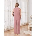 thumbnail image 1 of Ekouaer Maternity Nursing Robe Set 3 Pieces Sleeveless Top, Pregnancy Pants & Robe Double Layer Pajamas, 1 of 6