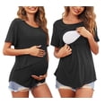 thumbnail image 1 of Ekouaer Women Short Sleeve Nursing Shirts Soft Maternity Tops Double Layer Breastfeeding Blouse Round Neck Pregnancy Clothes, 1 of 6