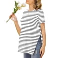 thumbnail image 1 of Ekouaer Women's Maternity Shirts Short Sleeve Pregnancy Tops Blouses Split Side Casual Crewneck Pregnant Tunic Tee, 1 of 6