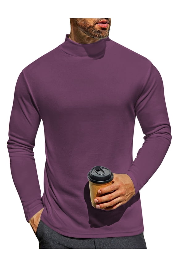 Men' Mock Turtleneck Long Sleeve Turtle Neck Tops Lightweight Undershirt Thermal Sweater Shirts