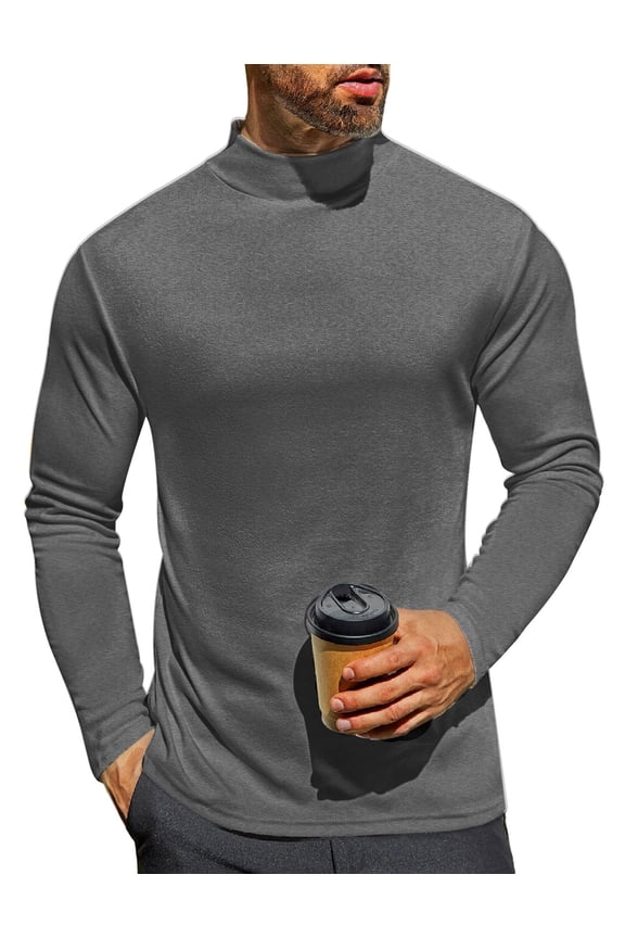 Men' Mock Turtleneck Long Sleeve Turtle Neck Tops Lightweight Undershirt Thermal Sweater Shirts