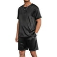 thumbnail image 1 of Ekouaer Men Silk Pajamas Set 2 Piece Pjs Soft Satin Sleepwear Shorts Button Down Tops Loungewear with Pockets, 1 of 6