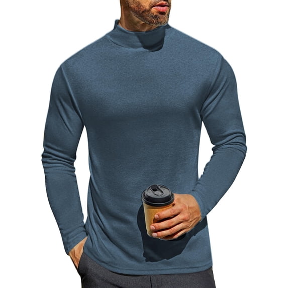 Ekouaer Men's Mock Turtleneck Long Sleeve Turtle Neck Tops Lightweight Undershirt Thermal Sweater Shirts