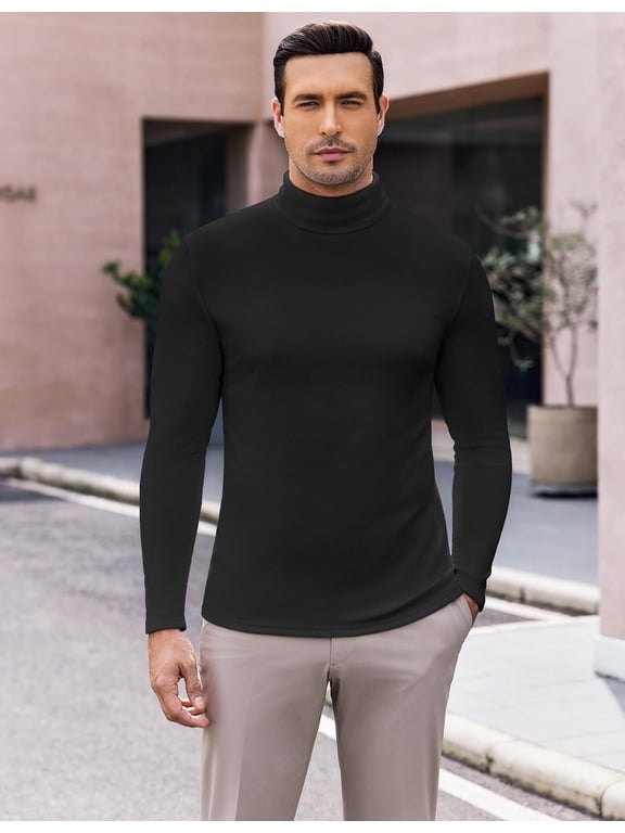 Men's Turtleneck Long Sleeve Turtle Neck Shirts Basic Lightweight Undershirt Thermal Pullover Sweater