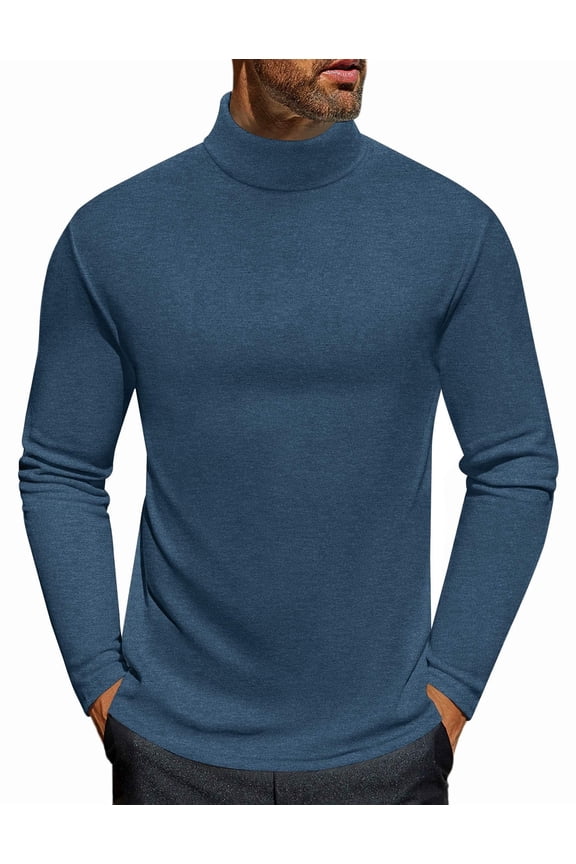Men's Turtleneck Long Sleeve Turtle Neck Shirts Basic Lightweight Undershirt Thermal Pullover Sweater