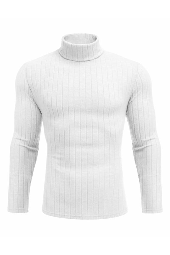 Mens Mock Neck Long Sleeve Tees Slim Fit Knit Pullovers Soft Fleece Ribbed Thermal Base Layer Tops