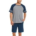 thumbnail image 1 of Ekouaer Mens Pajama Short Sets Short Sleeve Crewneck Pajama Lounge Set Raglan Sleepwear, 1 of 6