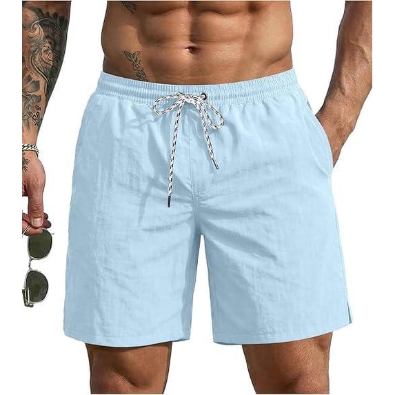 Ekouaer Mens Swim Trunks 7 Inch Quick Dry Board Shorts Swimwear Bathing Suits with Mesh Liner 2 in 1 Surf Swimming Short with Pockets