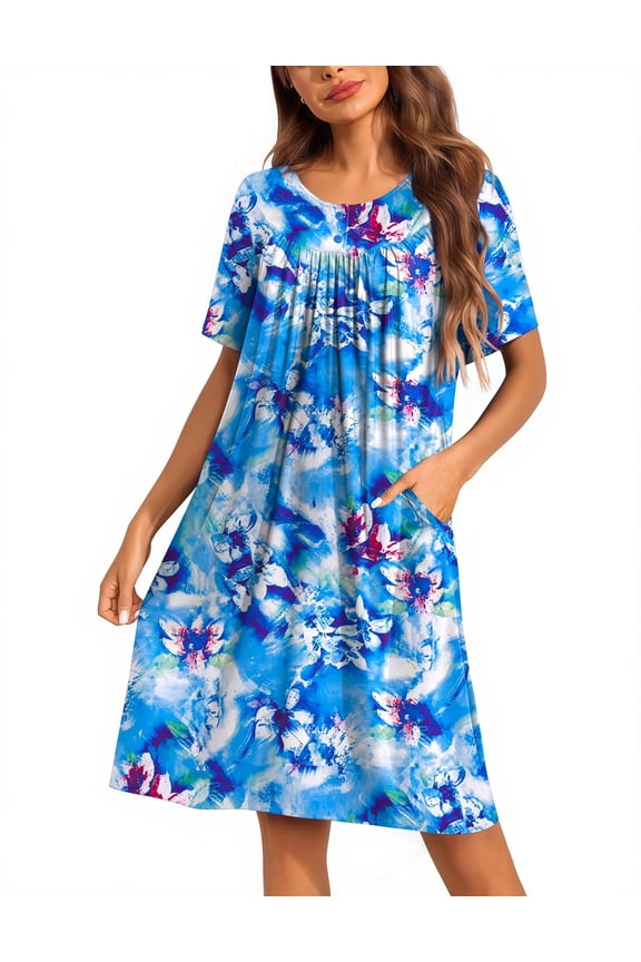 Moo Moos for Women Button House Dresses with Pockets Mumu
