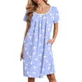 thumbnail image 1 of Ekouaer Moo Moos for Women Short Sleeve House Dresses with Pockets Pleated Mumu Dress Soft Nightgowns, 1 of 6