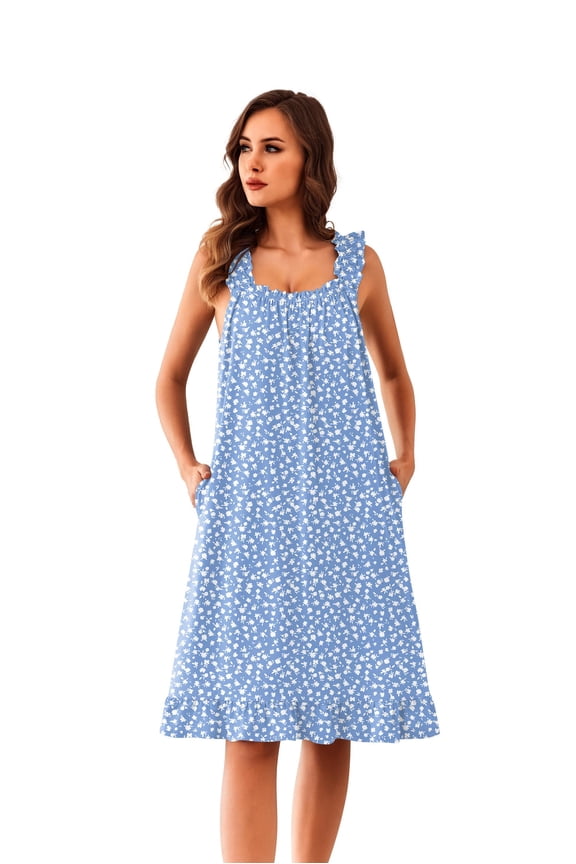 Mumus for Women with Pockets Sleeveless Nightgowns Soft Summer Night Gowns Cooling Sleep Shirts Victorian Dress