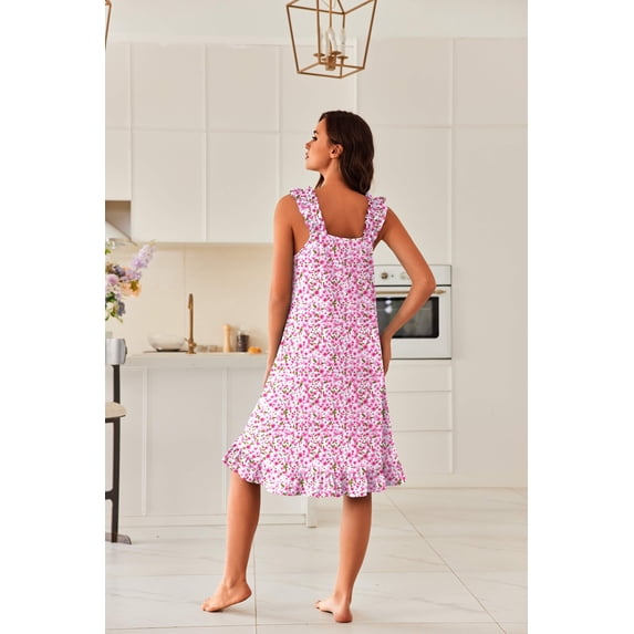 Ekouaer Mumus for Women with Pockets Sleeveless Nightgowns Soft Summer Night Gowns Cooling Sleep Shirts Victorian Dress