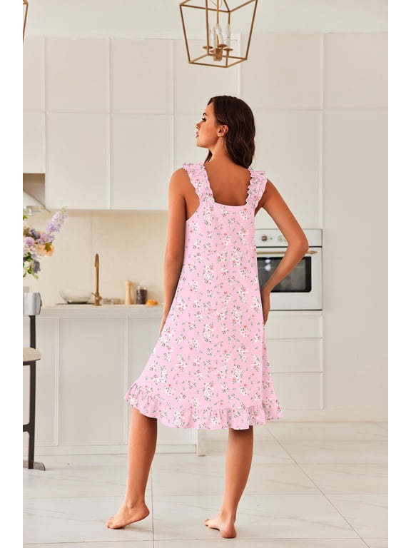 Mumus for Women with Pockets Sleeveless Nightgowns Soft Summer Night Gowns Cooling Sleep Shirts Victorian Dress