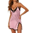 thumbnail image 1 of Ekouaer Womens Nightgown Nightshirt Silk Nighty Satin Lace Trim Chemise Slip Sleepwear Babydoll Lingerie, 1 of 7