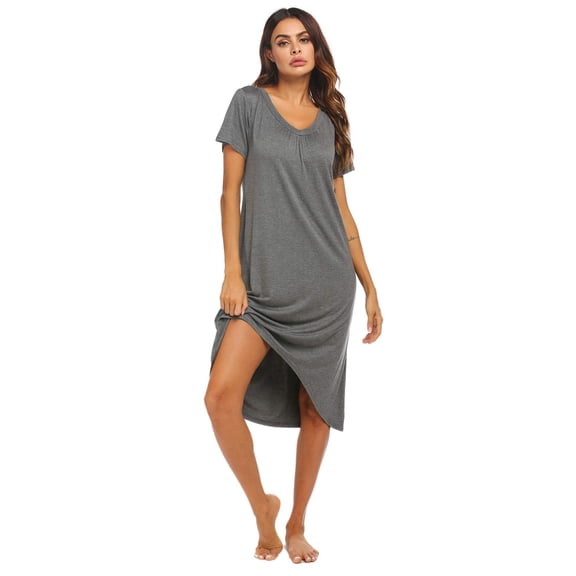 Ekouaer Nightgowns Womens Short Sleeve Sleepwear Comfy Loungewear Plus Size Night Shirt