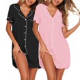 thumbnail image 1 of Ekouaer Womens 2 Pack Button-Down Nightgowns Soft Short Sleeve Sleepshirts Boyfriend Pajama Dress, 1 of 5
