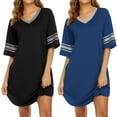 thumbnail image 1 of Ekouaer Nightgowns for Women 2 Pack Sleepshirts Short Sleeve Nightshirt V Neck Sleepwear Casual Pajama Dress, 1 of 6