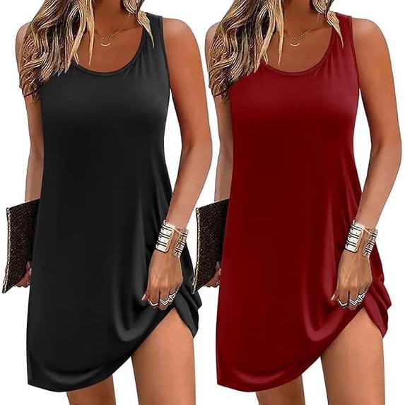 Ekouaer Nightgowns for Women 2 Pack Sleeveless Sleepwear Tank Sleep shirts Chemise Nightshirt