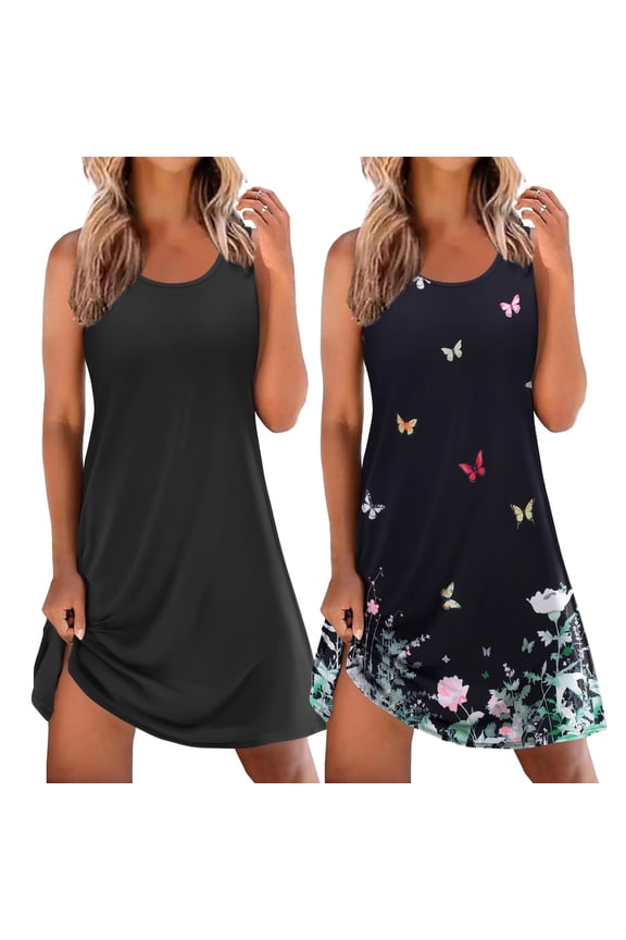 Nightgowns for Women 2 Pack Sleeveless Sleepwear Tank Sleep shirts Chemise Nightshirt