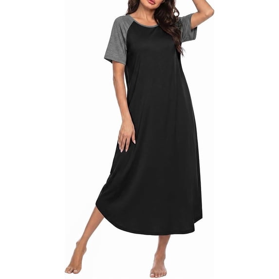 Ekouaer Nightgowns for Women Bamboo Viscose House Dress Long Night Gowns Short Sleeve Sleepshirt Soft Sleepwear