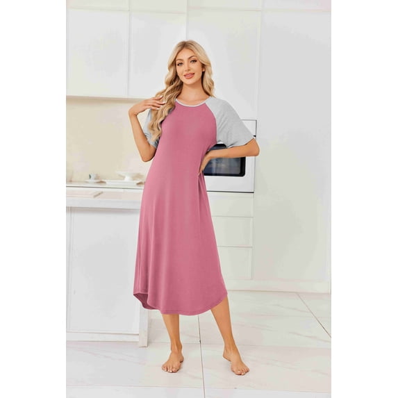 Ekouaer Nightgowns for Women Bamboo Viscose House Dress Long Night Gowns Short Sleeve Sleepshirt Soft Sleepwear
