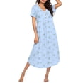 thumbnail image 1 of Ekouaer Nightgowns for Women Bamboo Viscose Long Night Gown Short Sleeve Moo Moos V Neck Sleep Shirts Pleated House Dress, 1 of 6