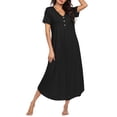 thumbnail image 1 of Ekouaer Nightgowns for Women Bamboo Viscose Long Night Gown Short Sleeve Moo Moos V Neck Sleep Shirts Pleated House Dress, 1 of 6