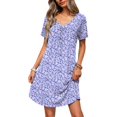 thumbnail image 1 of Ekouaer Nightgowns for Women Bamboo Viscose Night Gowns Short Sleeve Sleep Shirt Pleated V Neck House Dress Soft Night Shirts, 1 of 6