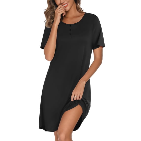 Ekouaer Nightgowns for Women Bamboo Viscose Short Sleeve Soft Sleep Shirt