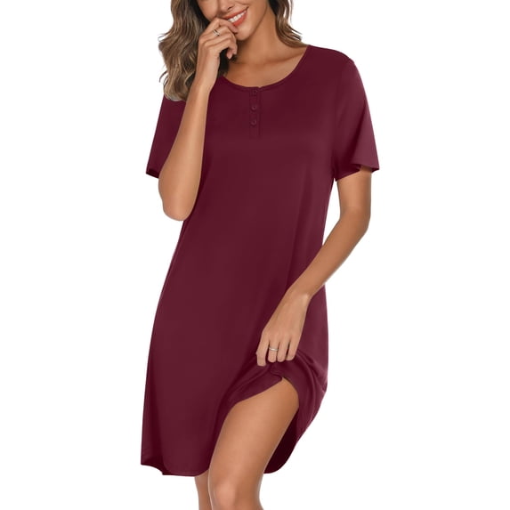 Ekouaer Nightgowns for Women Bamboo Viscose Short Sleeve Soft Sleep Shirt