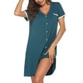 thumbnail image 1 of Ekouaer Nightgowns for Women Button Down Pajamas Tops Short Sleeve Sleepwear V-Neck Sleepwear, 1 of 7