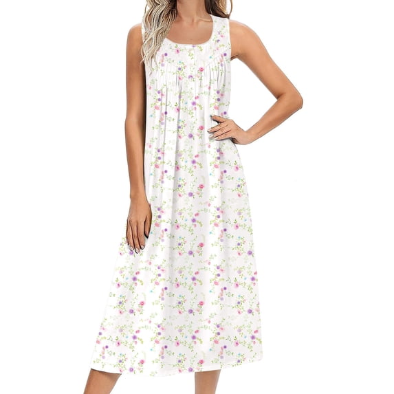 Ekouaer Nightgowns for Women Cotton Long Night Gown Sleeveless Sleep Dress Victorian Nightdress Ladies Sleepwear