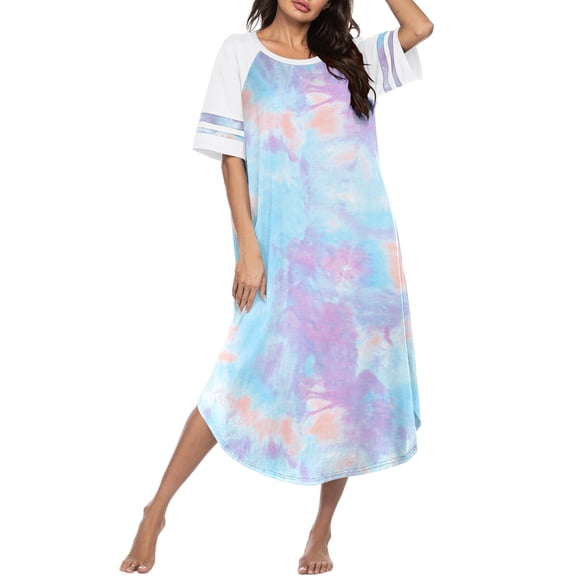 Ekouaer Nightgowns for Women Cotton Long Night Gowns Plus Size Moo Moos Short Sleeve House Dress Soft Sleep Shirts