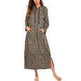 thumbnail image 1 of Ekouaer Nightgowns for Women Cotton Nightgown Long Sleeve Hooded Night Gown Contrast Color Full Length Loungewear with Pocket, 1 of 5
