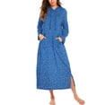 thumbnail image 1 of Ekouaer Nightgowns for Women Cotton Nightgown Long Sleeve Hooded Night Gown Contrast Color Full Length Loungewear with Pocket, 1 of 5