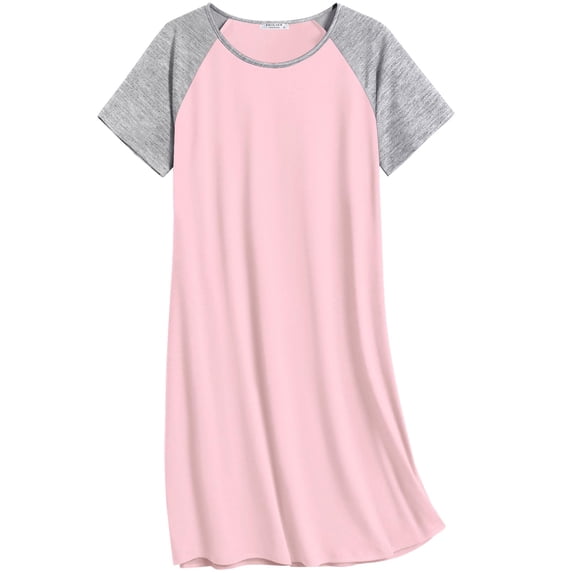 Ekouaer Nightgowns for Women Cotton Sleep Shirts Short Sleeve Nightshirt Crew Neck Night Gown Comfy Sleepwear Nightdress