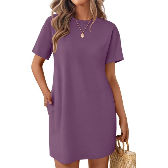 Ekouaer Nightgowns for Women Cotton Sleep Shirts Tshirt Nightshirt Casual Sleepdress Sleepwear with Pockets